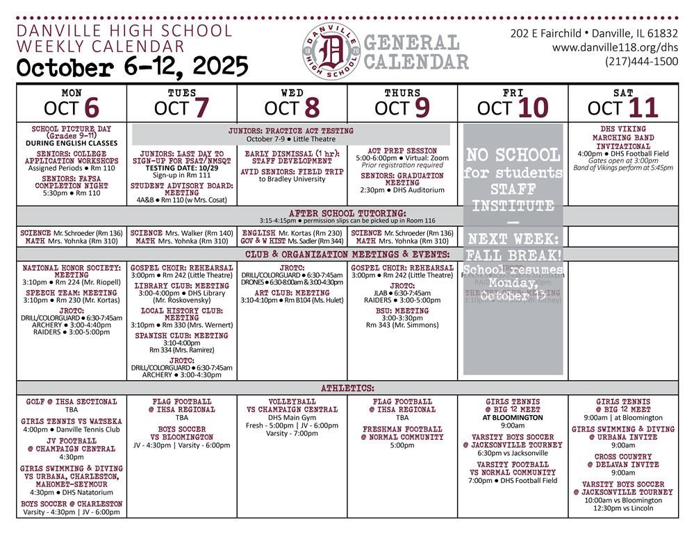 General Calendar